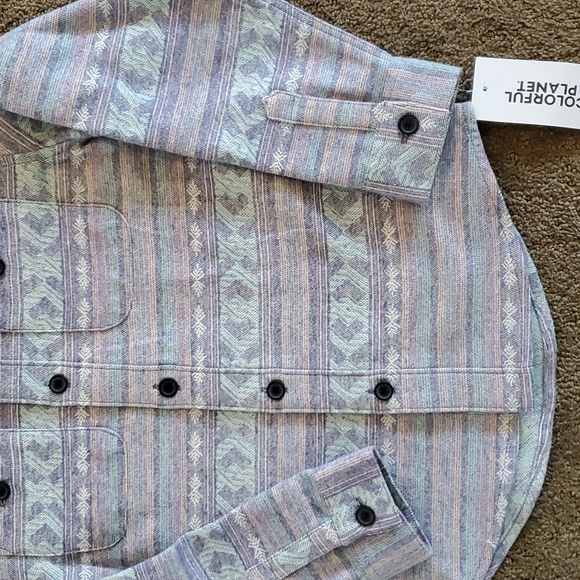 Boys Colorful Planet Printed Flannel Shacket with Hood Size Sm 6/7 Lar 10/12 NWT - Picture 3 of 4